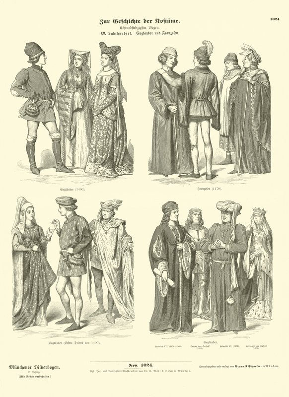 Trajes ingleses e franceses, século XV de German School