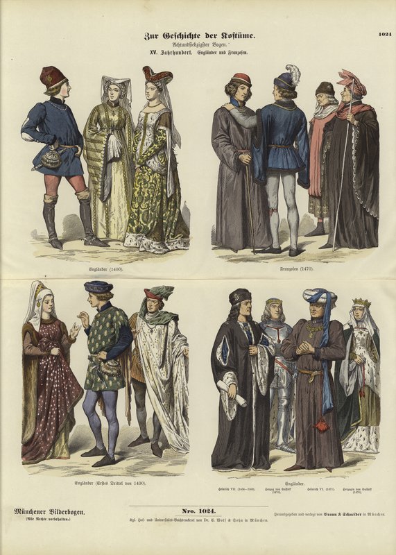 Trajes ingleses e franceses, século XV de German School