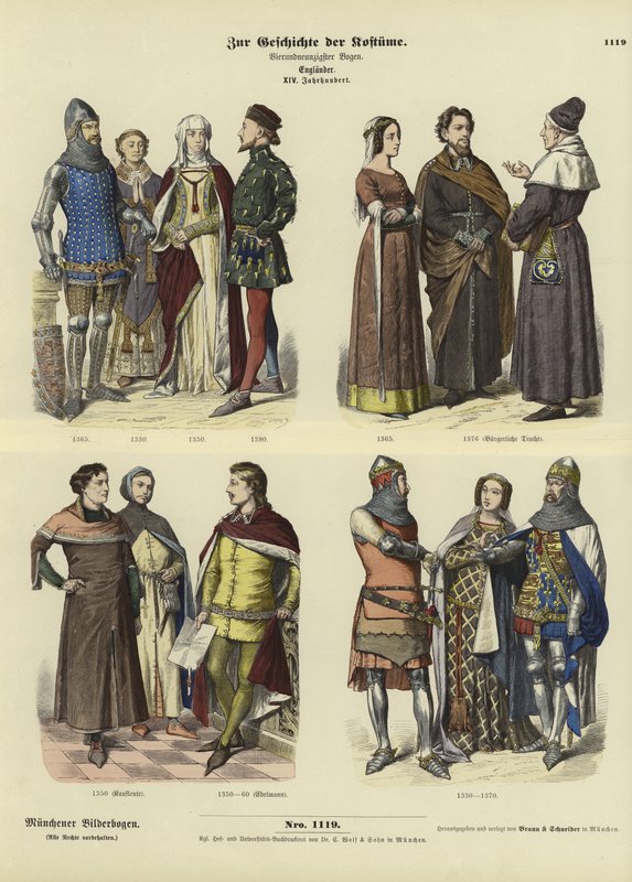 Trajes ingleses, século 14 de German School