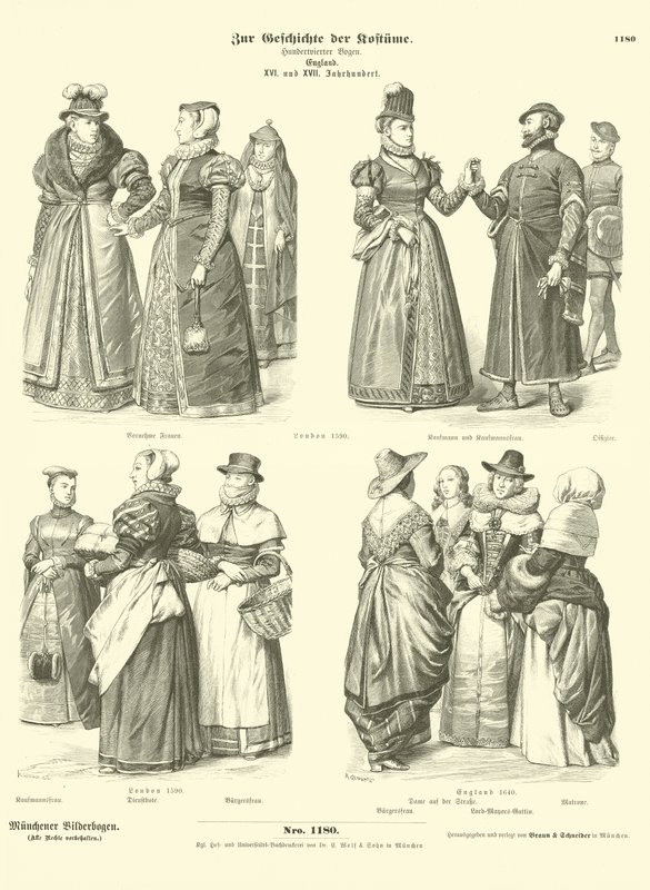 Trajes ingleses, séculos XVI e XVII de German School
