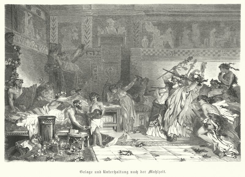 Entretenimento após a refeição em uma festa romana (gravação) de German School