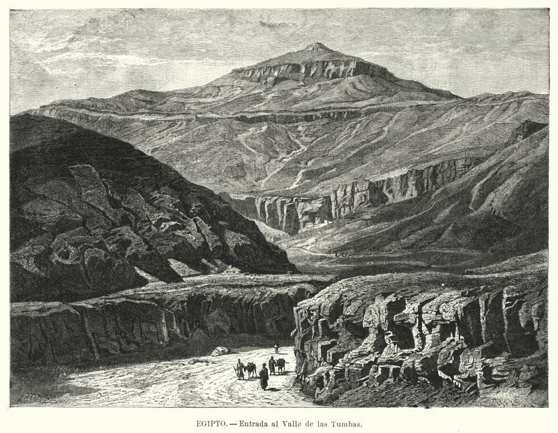 Entrada no Vale dos Reis, Egipto (litho) de German School
