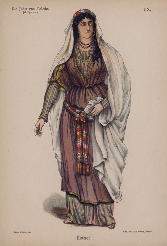 Esther, de Die Judin von Toledo (A judia de Toledo) de Franz Grillparzer (cor litho) de German School