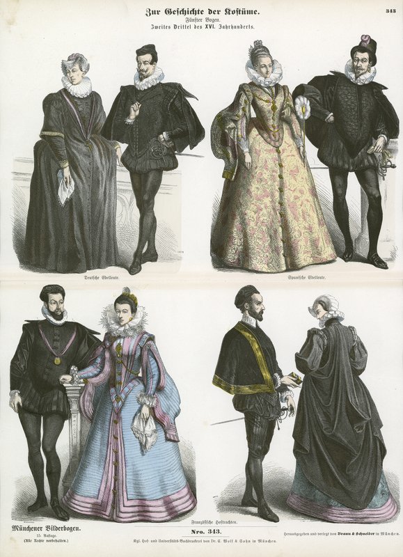 Trajes europeus, meados do século XVI de German School