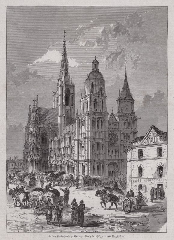 Catedral de Evreux, Normandia, França (gravura) de German School