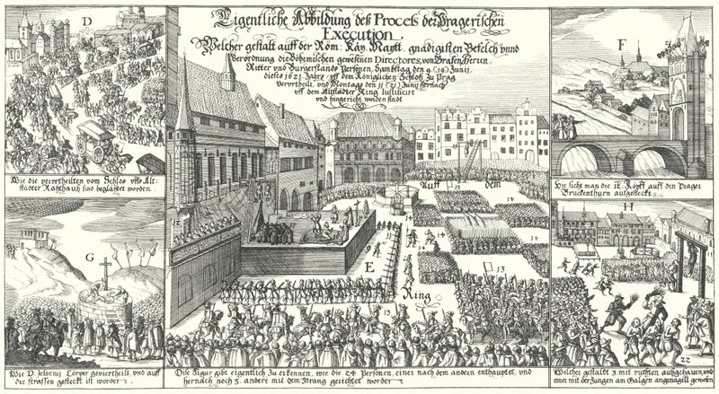 Execução de membros da Revolta Protestante Boémia na Praça da Cidade Velha, Praga de German School