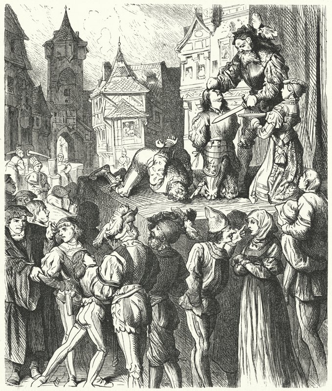Cena de execução de Titus Andronicus (gravura) de German School