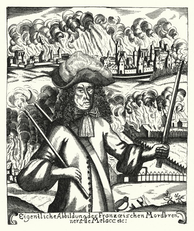 Ezechiel du Mas, Conde de Melac, soldado francês (gravura) de German School