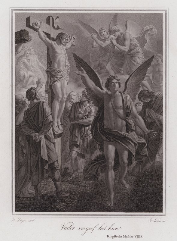 Pai perdoa-lhes! Cristo na Cruz (gravura) de German School