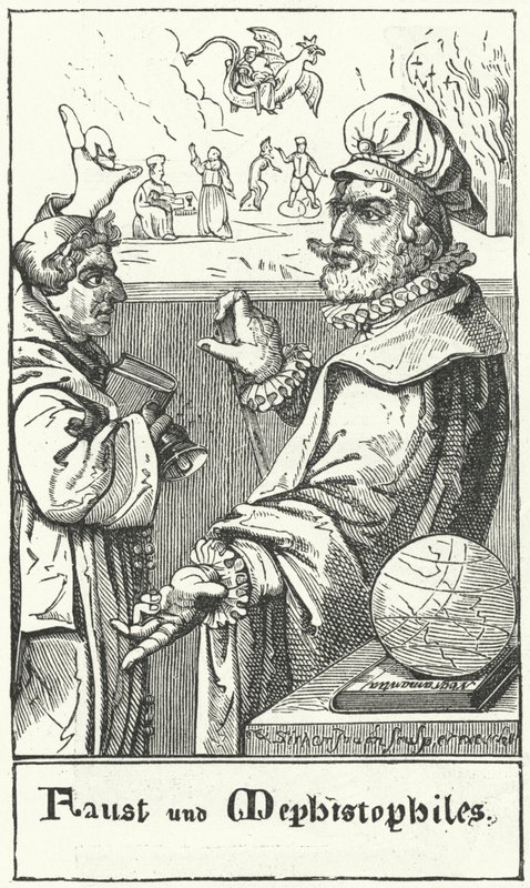 Fausto e Mefistófeles (gravura) de German School