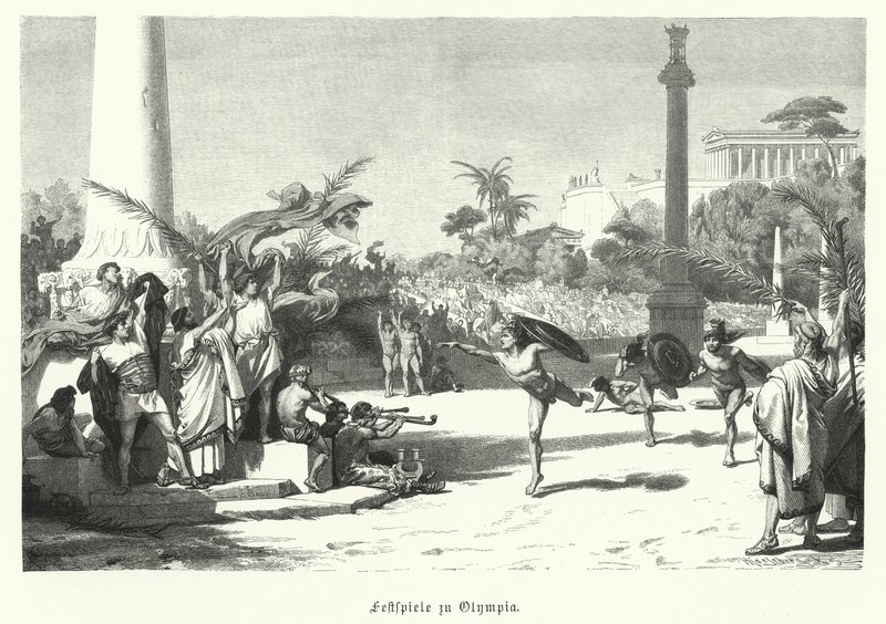 Festival em Olympia, Grécia Antiga (gravura) de German School