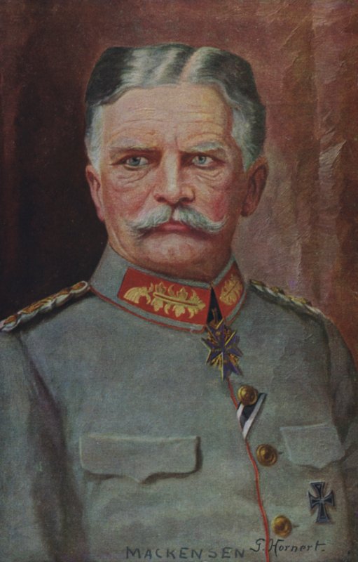 Marechal de Campo August von Mackensen, comandante militar alemão da Primeira Guerra Mundial (litografia a cores) de German School