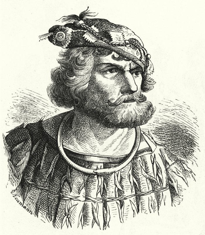 Florian Geyer, nobre alemão e cavaleiro que foi um dos comandantes das forças camponesas na Guerra dos Camponeses Alemães (gravura) de German School