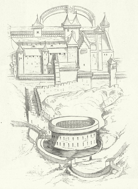 Fortificações de Carcassonne, França (gravura) de German School