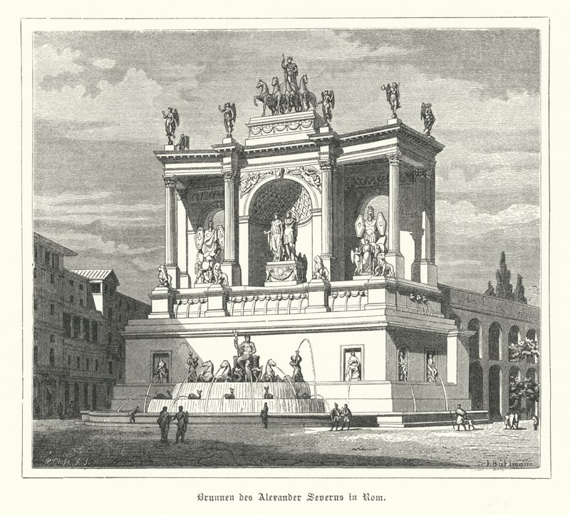 Fonte de Alexandre Severo, Roma antiga (gravura) de German School