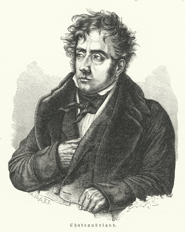 François-Rene de Chateaubriand, romancista, político, diplomata e historiador francês (litho) de German School