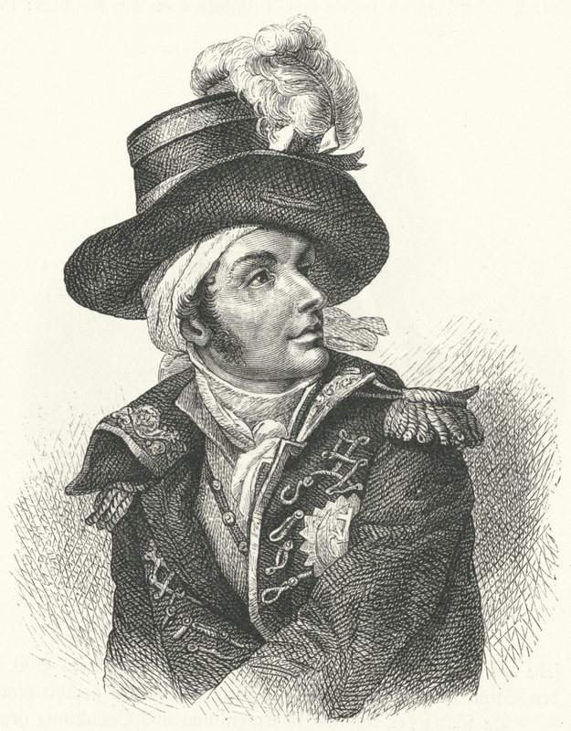 François de Charette, soldado e político realista francês que foi um dos líderes da Revolta Vendee contra o regime revolucionário francês (gravura) de German School