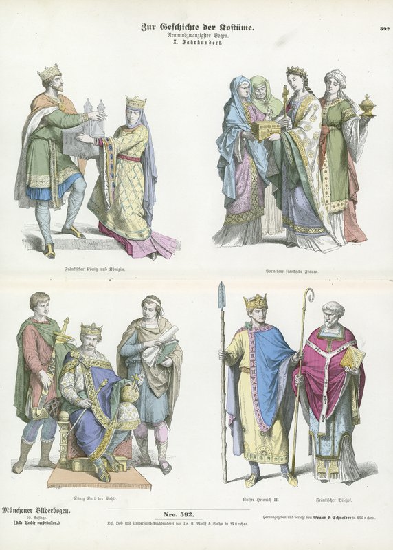 Trajes francos, século 10 de German School