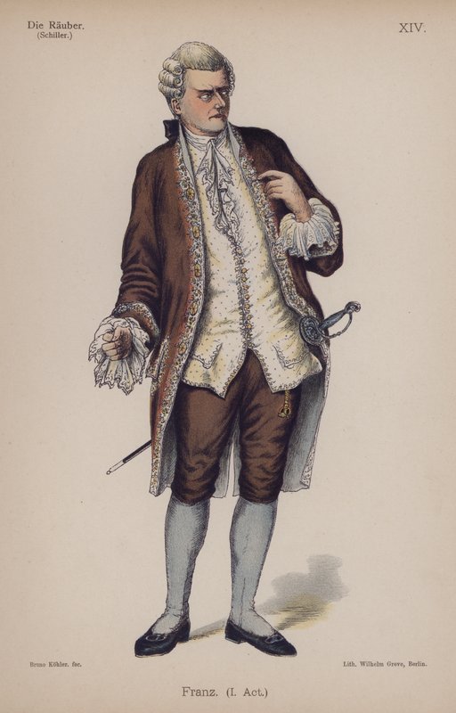Franz, de Die Rauber (Os Assaltantes) de Friedrich Schiller (cor litho) de German School