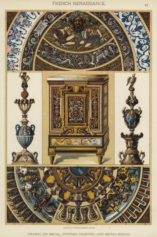 Renascença Francesa, Esmalte sobre Metal, Pintura de Olaria e Metal-Mosaico (cor litho) de German School