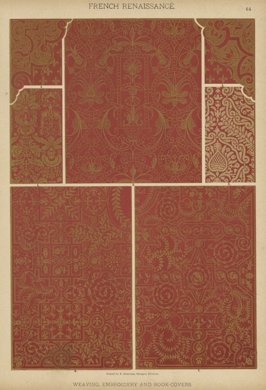 Renascença Francesa, Tecelagem, Bordados e Capas de Livro (cor litho) de German School