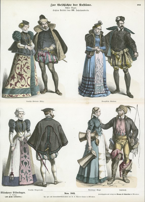 Trajes franceses e alemães, final do século XVI de German School