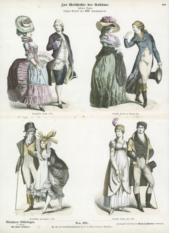 Trajes franceses e alemães, final do século XVIII de German School
