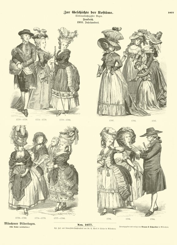 Trajes franceses, do século 18 de German School