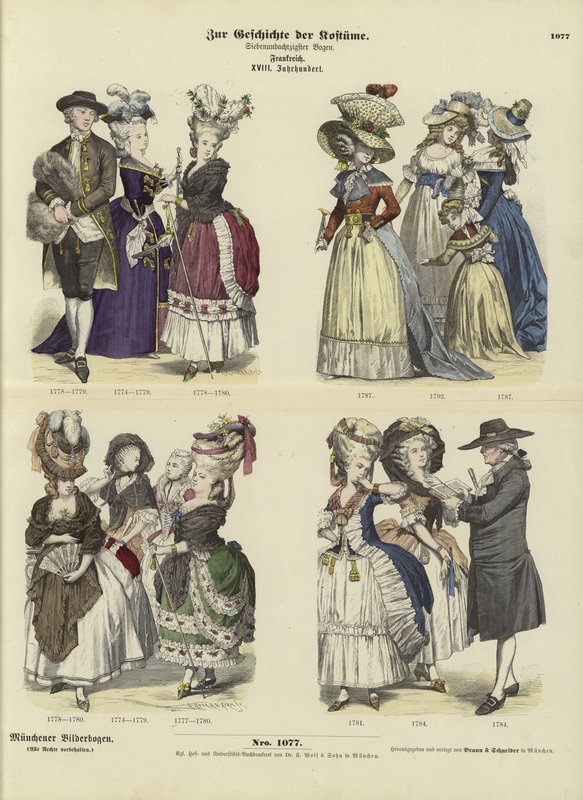 Trajes franceses, do século 18 de German School