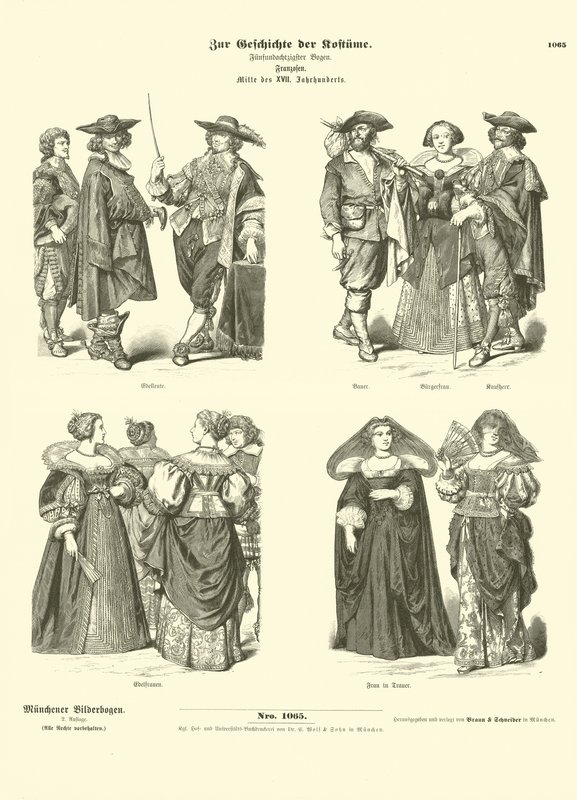 Trajes franceses, meados do século 17 de German School