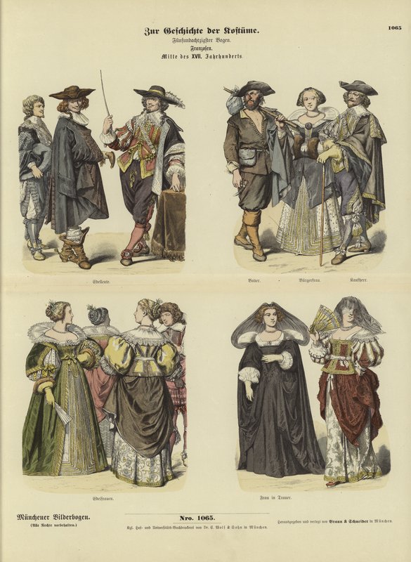 Trajes franceses, meados do século 17 de German School