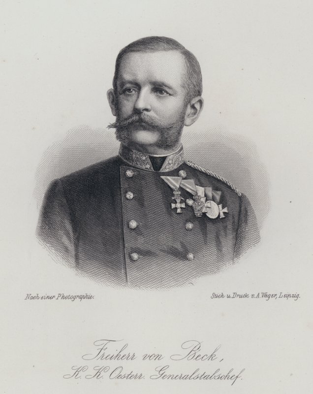 Friedrich von Beck-Rzikowsky, general austríaco (gravura) de German School