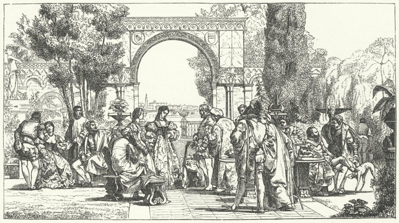 Jardim em Florença Renascentista (gravura) de German School