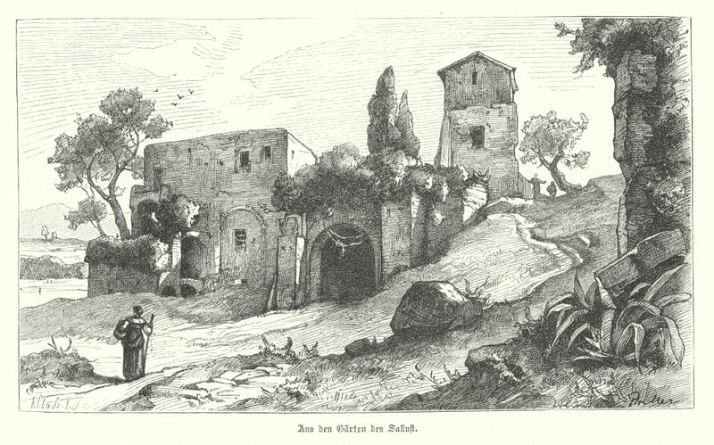Jardins de Sallust, Roma (gravura) de German School