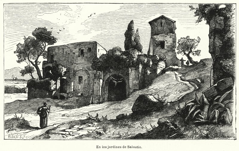 Jardins de Sallust, Roma, Itália (Litho) de German School