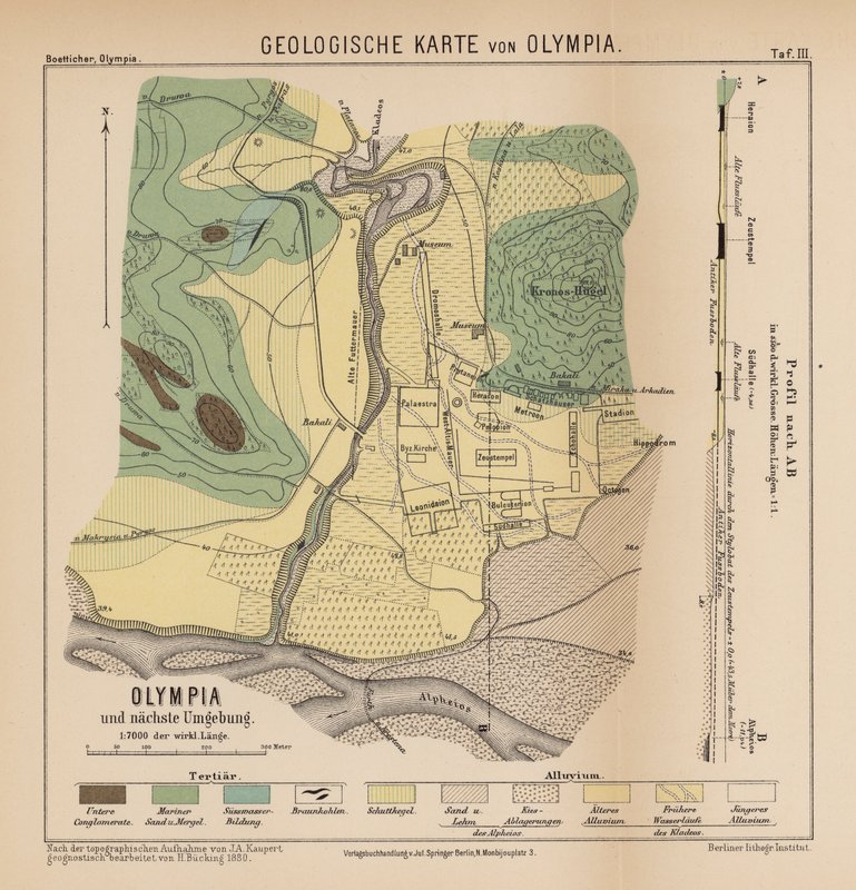 Mapa geológico de Olympia (gravura) de German School