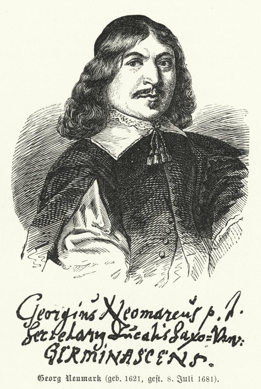 Georg Neumark, poeta e compositor alemão de hinos (gravura) de German School