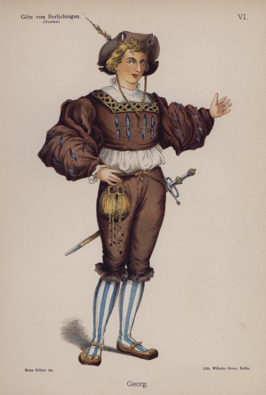 Georg, de Gotz von Berlichingen por Goethe (cor litho) de German School