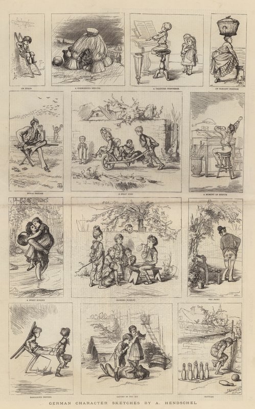 Esboços de caracteres alemães (gravura) de German School