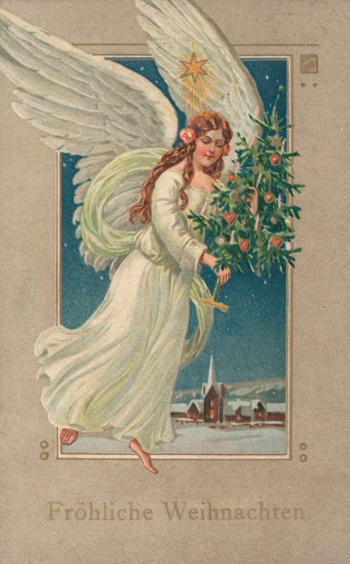 Postal de Natal alemão (litografia a cores) de German School