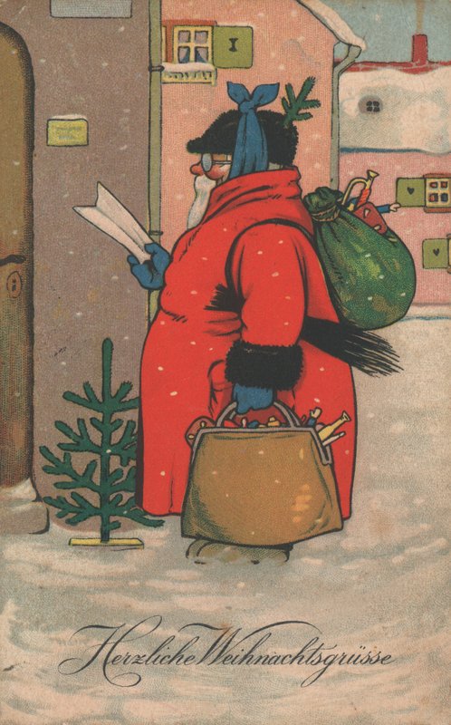 Postal de Natal alemão (litografia a cores) de German School