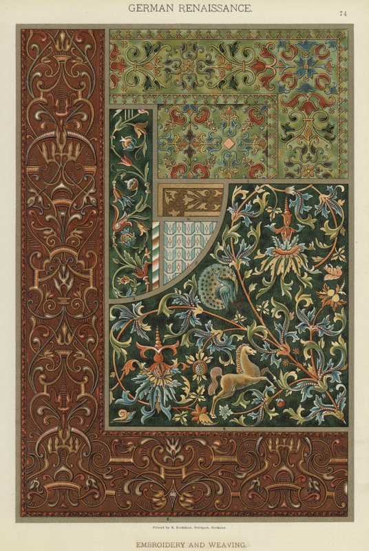 Renascença alemã, Bordados e Tecelagem (cor litho) de German School