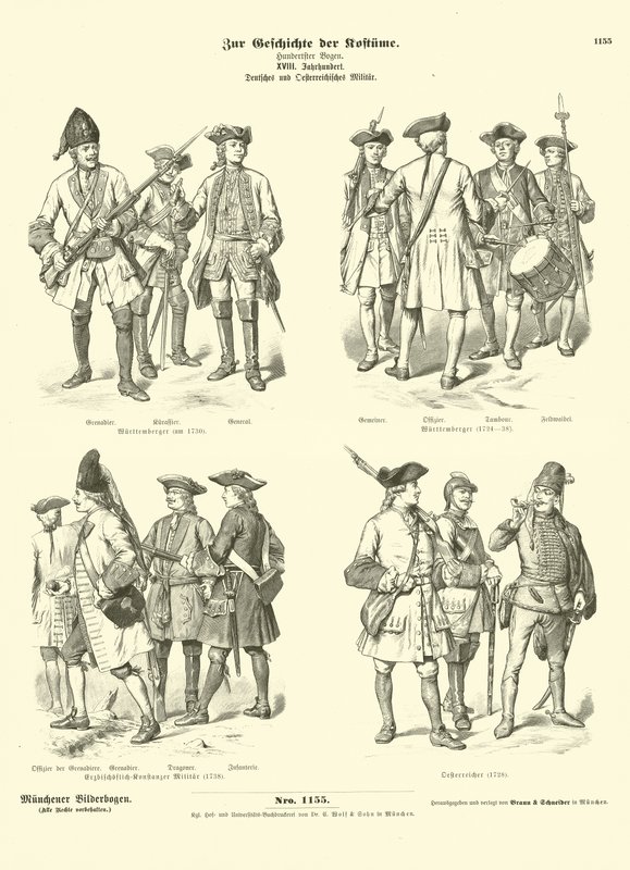 Uniformes militares alemães e austríacos, século XVIII de German School