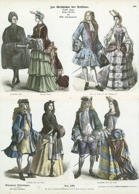 Trajes alemães e franceses, início do século XVIII de German School