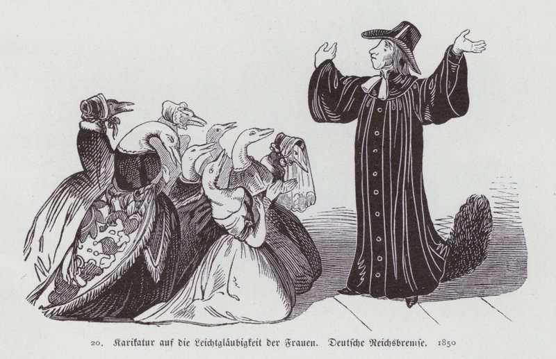 Desenho animado alemão sobre a credulidade das mulheres de German School