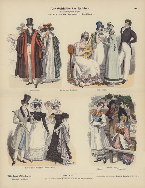 Fatos alemães, primeira metade do século XIX (gravura colorida) de German School