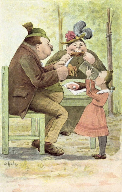 Casal alemão e filha desfrutando de uma refeição fora de German School