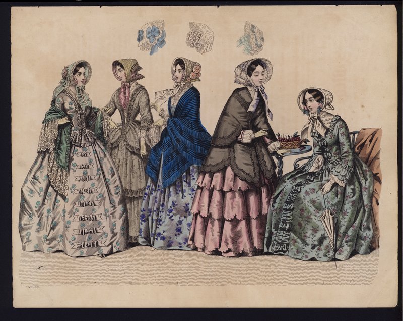 Gravura da moda alemã, meados do século 19 de German School
