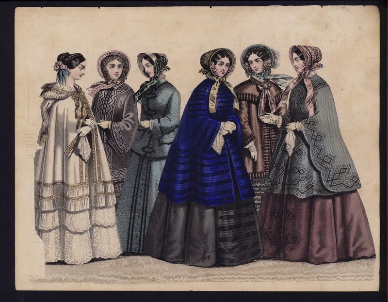 Gravura da moda alemã, meados do século 19 de German School