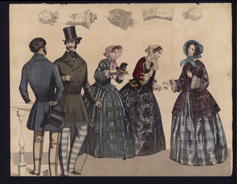 Gravura da moda alemã, meados do século 19 de German School